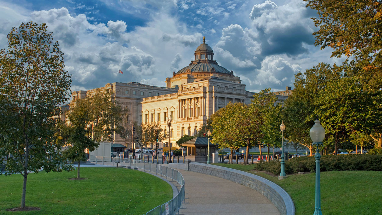 Exterior of the Library of Congress in the Spring
